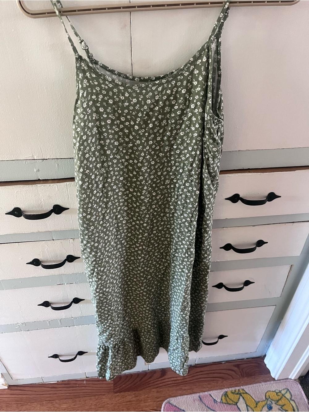 Old Navy Olive Green Floral Midi Dress